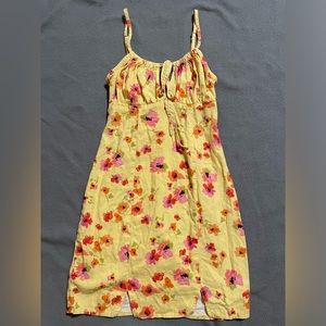 Floral patterned yellow summer dress
